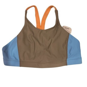 Prana Womens Baja Bound Bikini Top‎ Sweet Agave Color Block S Racerback Vacation
